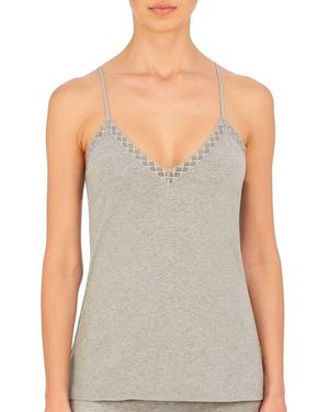 Natori Bliss Lace Edge High-Low Cotton Camisole - Gray