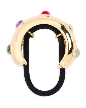 Tasha Stone Embellished Ponytail Holder - Black