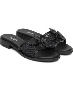 Nero Giardini Floral Slide Sandal - Black
