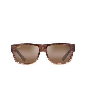 Maui Jim Keahi 56Mm Polarizedplus2 Rectangular Sunglasses - Brown
