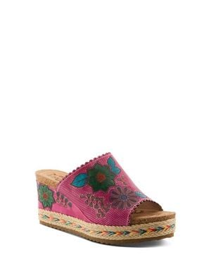 Spring Step Delraybeach Espadrille Platform Wedge Slide Sandal - Pink