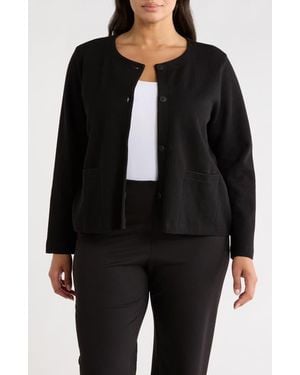 Eileen Fisher Button Front Organic Cotton Jacket - Black