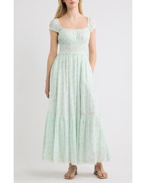 LoveShackFancy Lyssara Smocked Waist Maxi Dress - Green