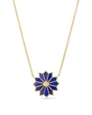 Orly Marcel Mini Sacred Flower Pendant Necklace - Blue