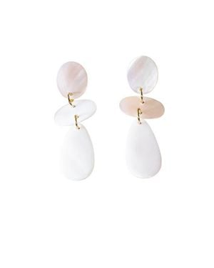 LIKHÂ Mother-Of-Pearl Long Raindrop Dangle Earrings - White
