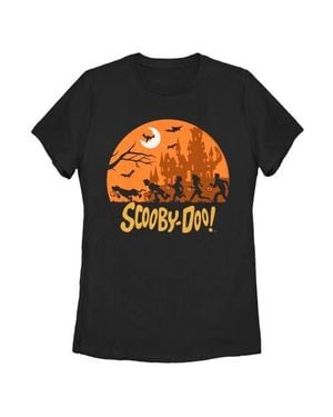 Scooby Doo Moon Silhouette Chase Graphic T-Shirt - Black