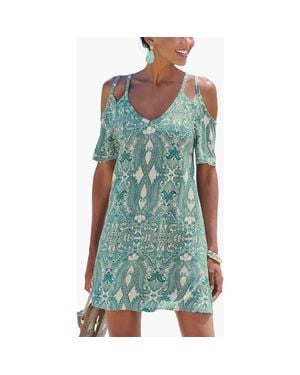 Lascana Cold Shoulder Dress - Green