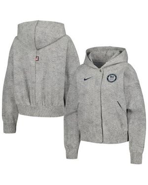 Nike Team Usa Media Day Oversized Cropped Hoodie Performance Full-Zip Jacket - Gray