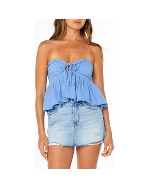 Roxy Ventura Strapless Cotton Babydoll Top - Blue