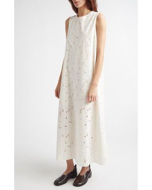 Marimekko Alvariinsa Unikko Cotton Eyelet Maxi Dress - White
