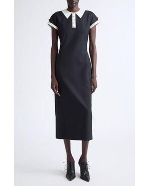 Thom Browne Trompe L'Oeil Polo Wool Hopsack Dress - Black
