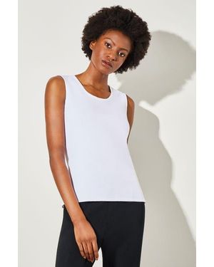 Ming Wang Mid Length Scoop Neck Knit Tank - White