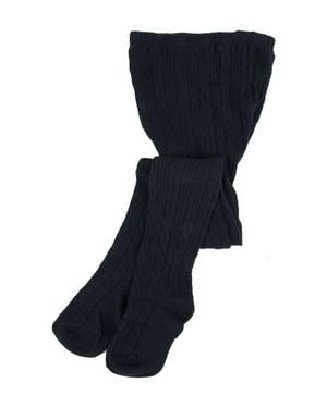 Leveret Girls Cable Knit Tights, Cotton Blend - Blue