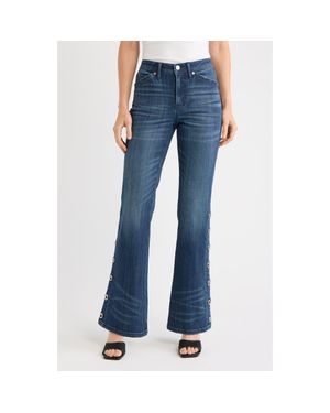 City Blues Side Grommet Bootcut Jeans - Blue