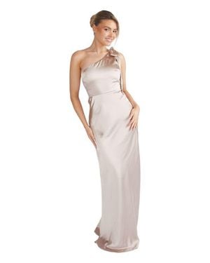 Six Stories Bow One Shoulder Satin Bridesmaid Dress - White
