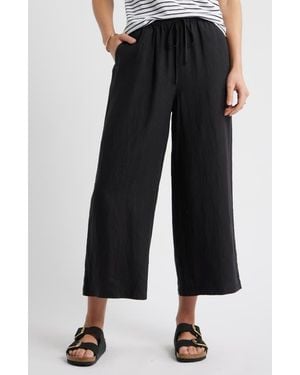 Caslon Wide Leg Crop Linen Pants - Black