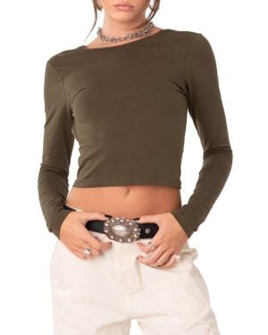 Edikted Haven Open Back Crop Top - Gray