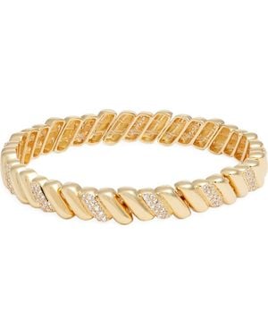 Nordstrom Cubic Zirconia Accent Ridged Stretch Bracelet - Metallic