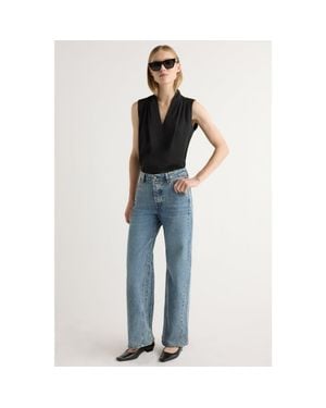 MODERN CITIZEN Jae V-Neck Sleeveless Blouse - Blue