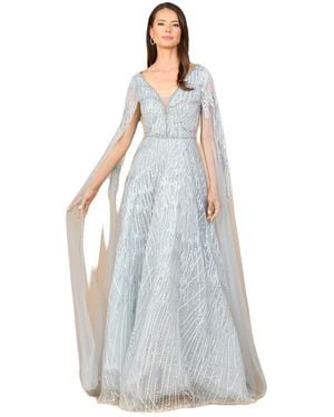 LARA New York Embellished Gown With Cape Sleeves - White