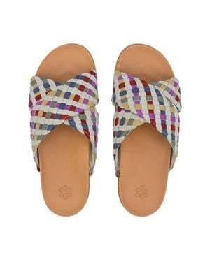 The Sak Penelope Leather Woven Slip On Sandal - Multicolor