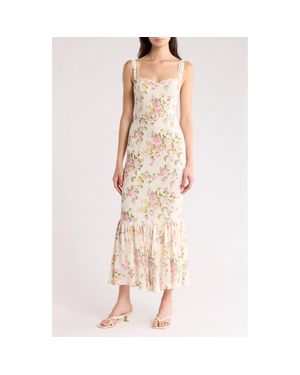 Reformation Irisa Floral Trumpet Dress - Pink