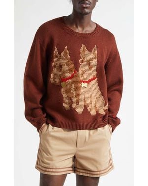 Bode Scottie Wool Sweater - Brown
