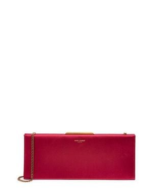 Saint Laurent Small Midnight Satin Clutch - Red