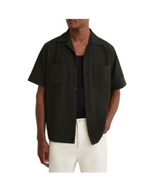 Reiss Odessa Ribbed Cuban-collar Shirt - Black