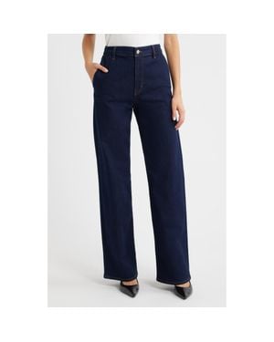FRAME The High Waist Straight Leg Trouser Jeans - Blue