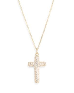 Nadri Crushed Pavé Cross Pendant Necklace - Metallic