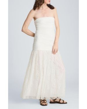 Kenneth Cole Strapless Mesh Maxi Dress - White