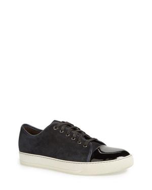 Lanvin Dbb1 Suede And Patent Leather Sneakers - Black