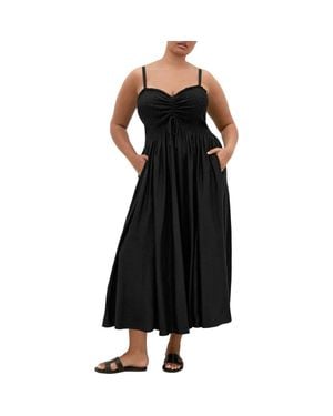 City Chic Maui Smocked Maxi Sundress - Black