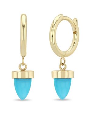 Zoe Chicco 14K Bullet Huggie Hoop Earrings - Blue