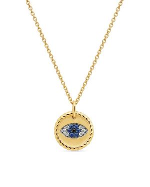 David Yurman Cable Collectibles 18K & Diamond Evil Eye Necklace, 11Mm - Metallic