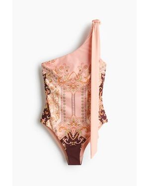 H&M Padded-Cup One-Shoulder Swimsuit - Pink