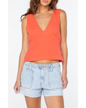 Roxy Sweet Talk Scallop Trim Cotton Tank - Orange