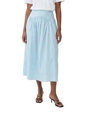 The Lulo Project Maddy Drop Waist Stretch Cotton Midi Skirt - Blue