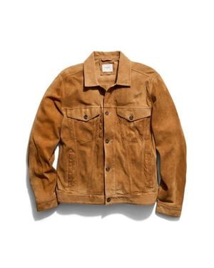 Billy Reid Waxed Suede Trucker Jacket - Brown
