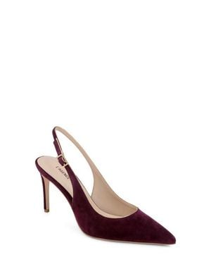L'Agence Vichy Ii Leather Trimmed Pointed Toe Slingback Pump - Brown