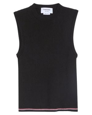 Thom Browne Merino Wool Rib Sweater Vest - Black