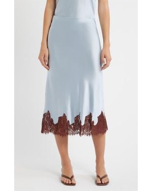 Reformation Carolina Lace Trim Silk Pajamas - Blue