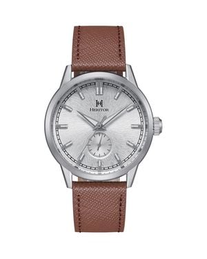 Heritor Argento Leather-Band Watch - Metallic