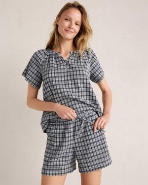 Haven Well Within Crepe Gauze Plaid Top - Gray