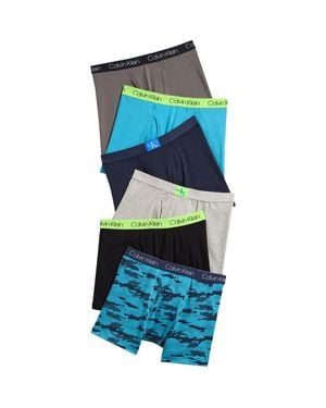 Calvin Klein Kids' 6-Pack Assorted Stretch Cotton Boxer Briefs - Blue