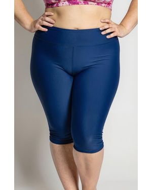 Calypsa Plus Size Capri Swim Leggings - Blue