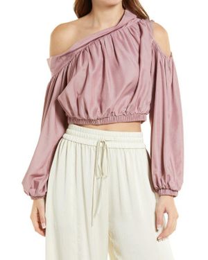 Amy Lynn Willow One-Shoulder Crop Top - Red