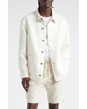 Thom Sweeney Patch Pocket Linen Overshirt - White