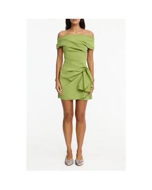 Acler Mersham Gathered Off The Shoulder Cocktail Minidress - Green
